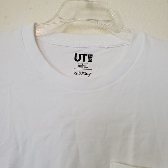 Uniqlo x Keith Haring White T-shirt Mens Sz L Invitation To Party Of Life 1984 - Picture 7 of 15